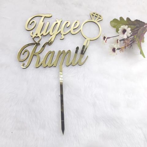Yüzük Detaylı Pasta Pleksisi 15cm