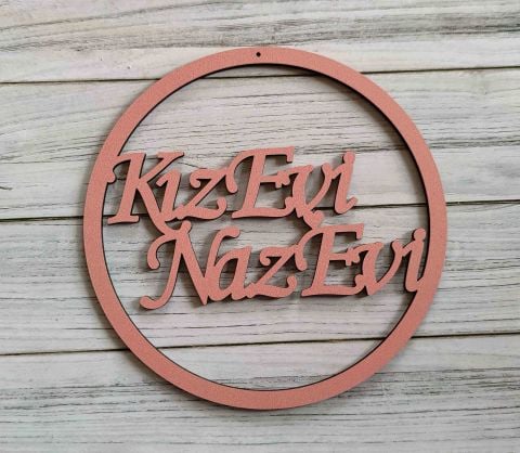 Kız Evi Naz Evi' Ahşap Kapı Süsü Pleksi 30cm
