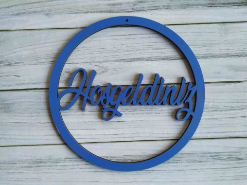 Hoşgeldiniz' Ahşap Kapı Süsü Pleksi 30cm