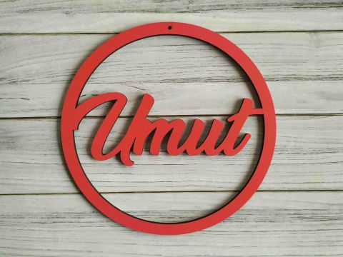 Yuvarlak Ahşap Kapı Süsü Pleksi 30cm