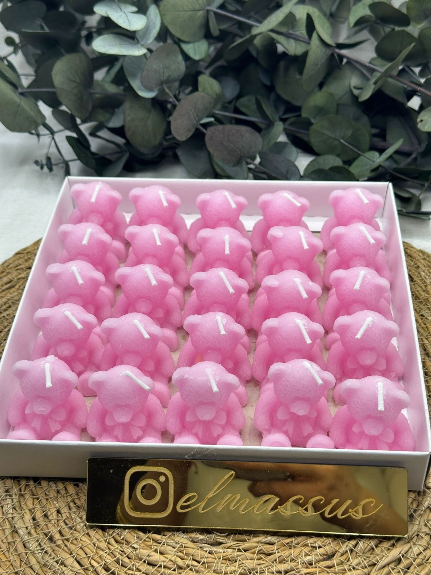 Ayıcık Mum (25 adet) (4.5x4.5) Pembe