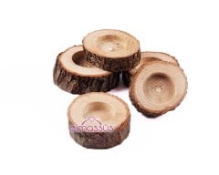 Ahşap Kütük Mumluk - Ortadan Delikli