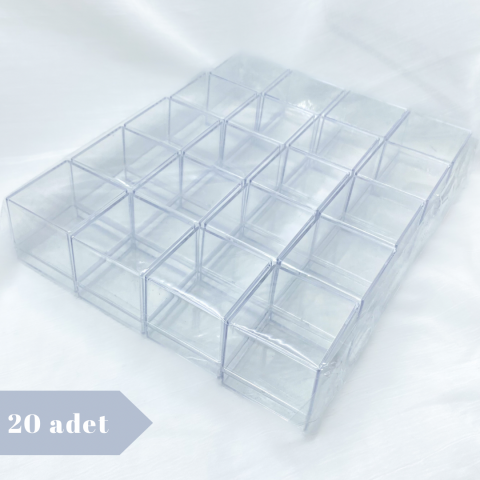 5cm Kare Kapaklı Mika Kutu (25 adet)