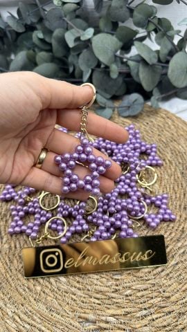 Yıldız İnci Anahtarlık (50 adet) Lila