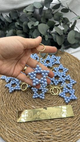 Yıldız İnci Anahtarlık (50 adet) Mavi