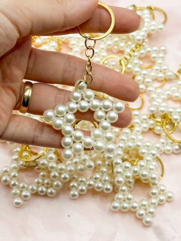 Yıldız İnci Anahtarlık (50 adet) Krem