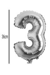 Rakam Folyo Balon Gümüş 36cm 3