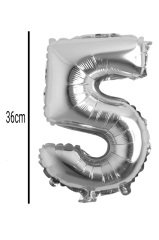 Rakam Folyo Balon Gümüş 36cm 5
