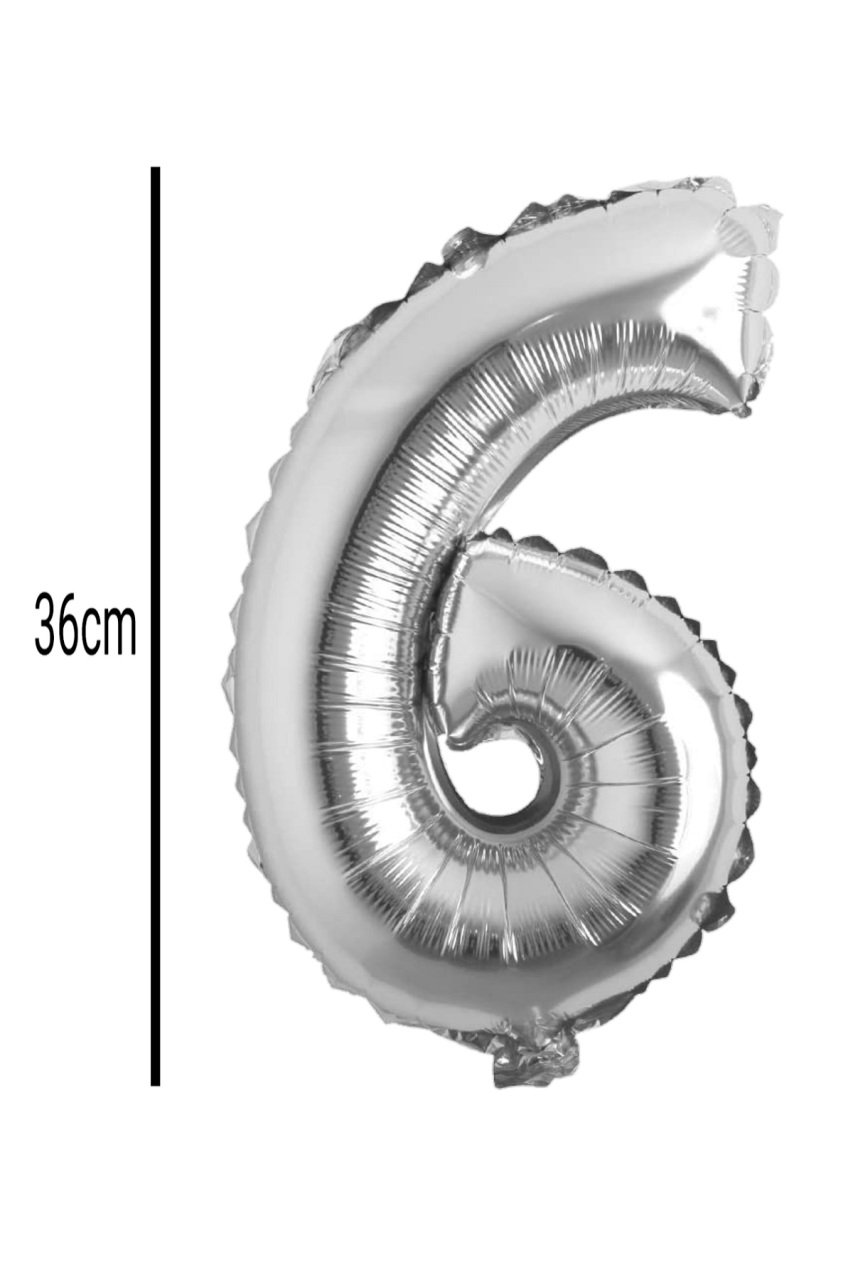 Rakam Folyo Balon Gümüş 36cm 6