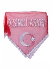 'O Şimdi Asker' Pullu Kına Örtüsü Kırmızı