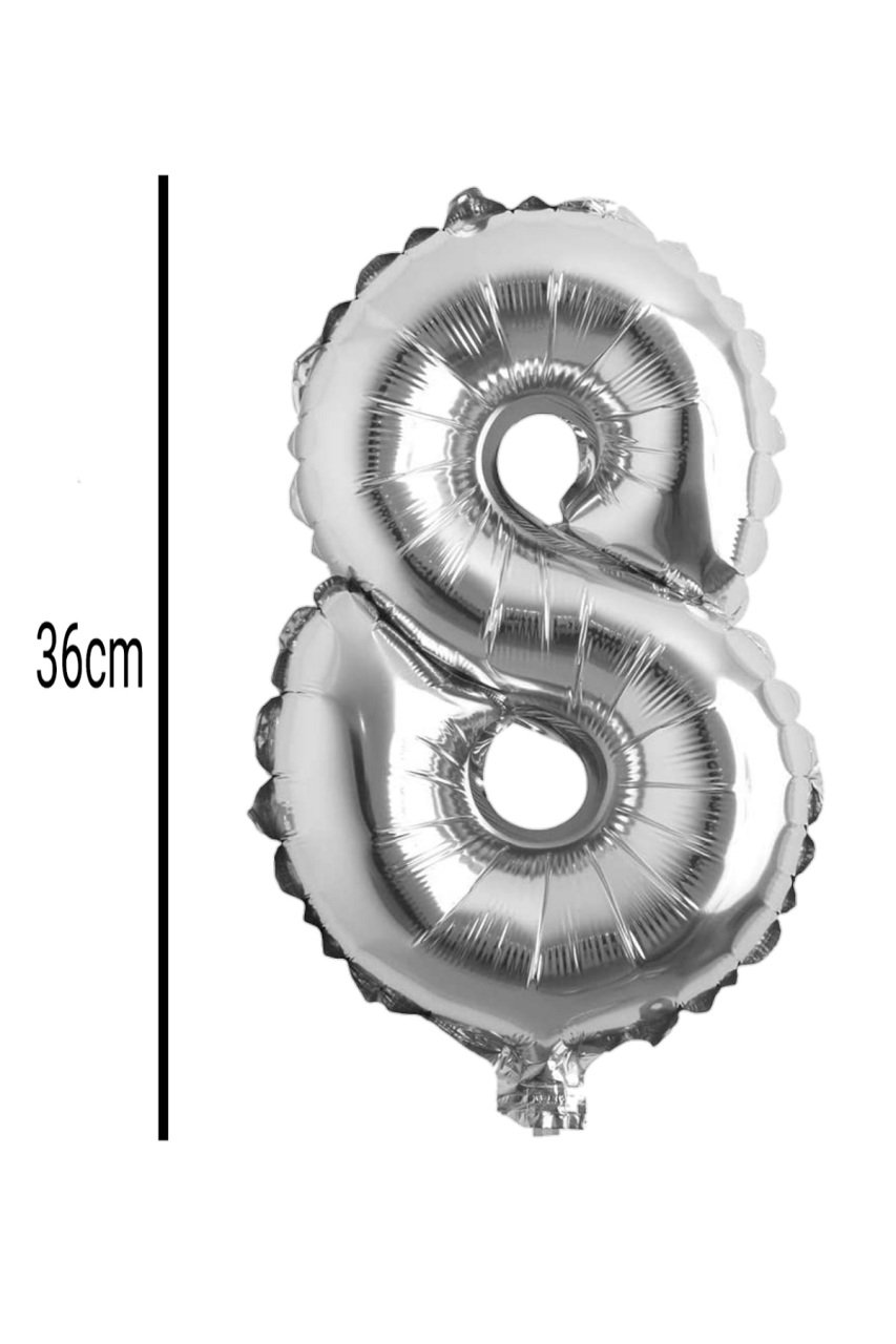 Rakam Folyo Balon Gümüş 36cm 8