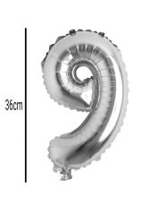 Rakam Folyo Balon Gümüş 36cm 9