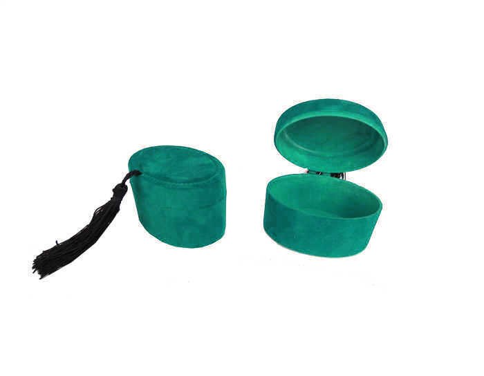 Oval Kadife Flok Püsküllü Kutu (10 adet) Yeşil