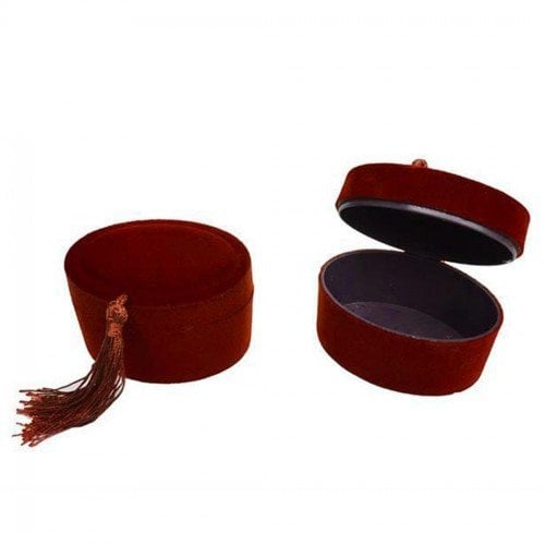 Oval Kadife Flok Püsküllü Kutu (10 adet) Bordo