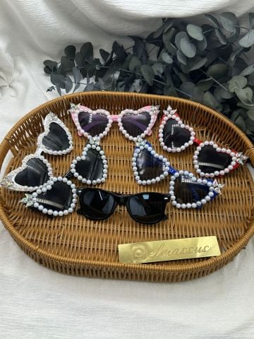 Taşlı İncili Gözlük 1 kadın 1 erkek Pembe