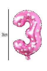 Rakam Folyo Balon Pembe 36cm 3