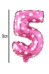 Rakam Folyo Balon Pembe 36cm 5