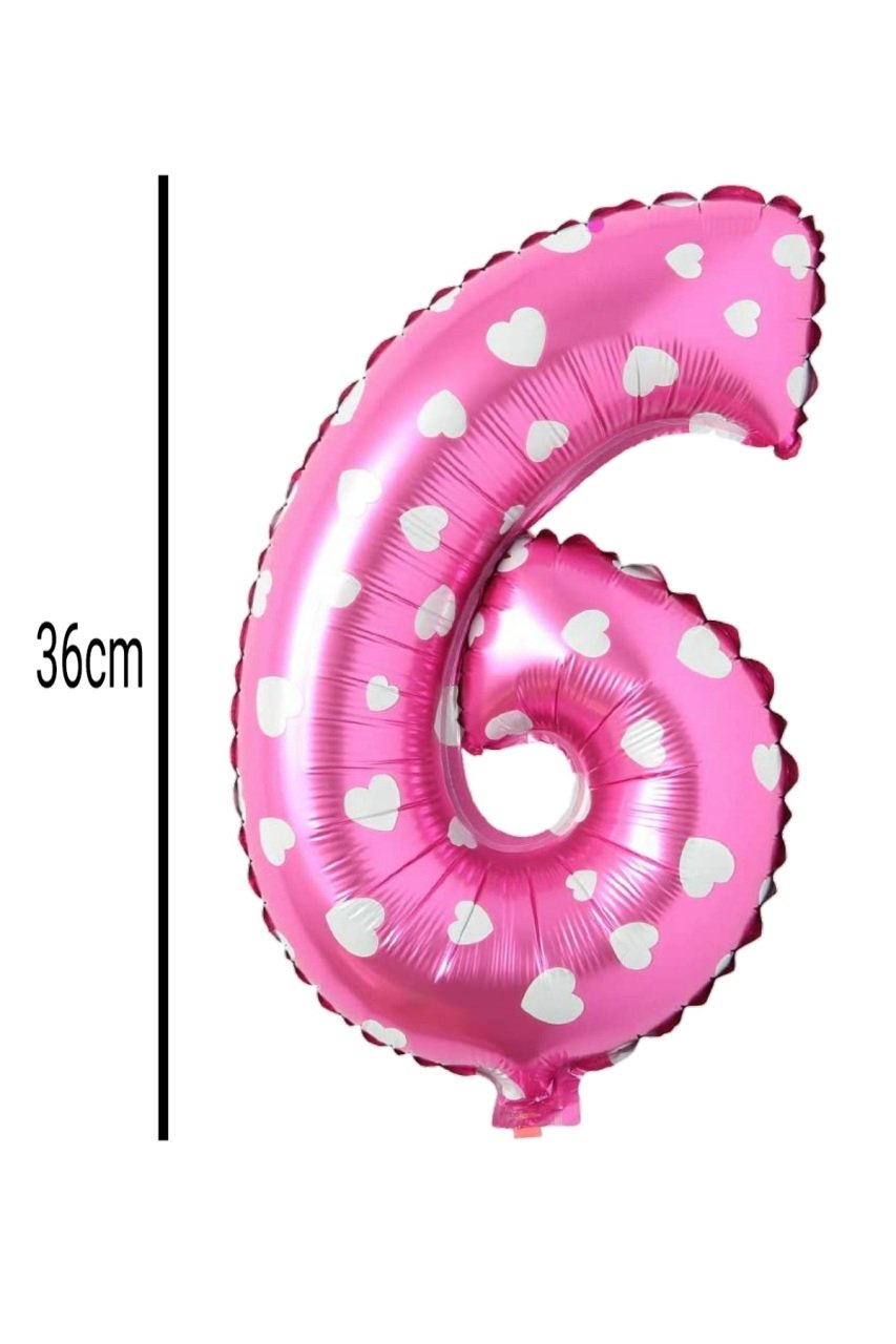 Rakam Folyo Balon Pembe 36cm 6