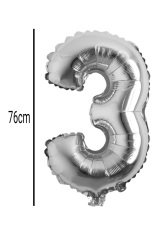 Rakam Folyo Balon Gümüş 76cm 3