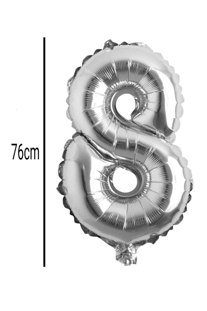 Rakam Folyo Balon Gümüş 76cm 8
