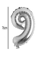 Rakam Folyo Balon Gümüş 76cm 9