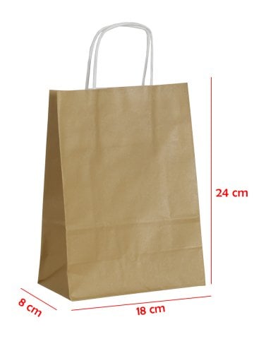 18 x 8 x 24 Büküm Saplı Kağıt Çanta (25 adet) Altın