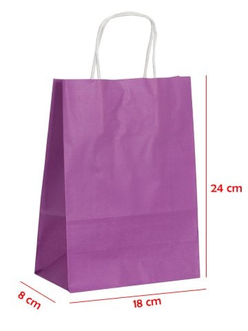 18 x 8 x 24 Büküm Saplı Kağıt Çanta (25 adet) Mor