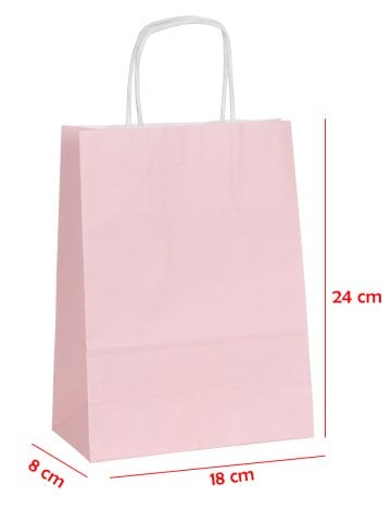 18 x 8 x 24 Büküm Saplı Kağıt Çanta (25 adet) Pembe