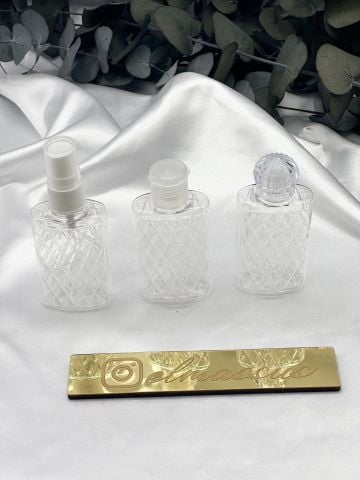 Plastik Uzun Lüx Kolonya Şişesi Kristal Kapaklı