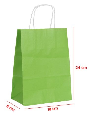 18 x 8 x 24 Büküm Saplı Kağıt Çanta (25 adet) Yeşil