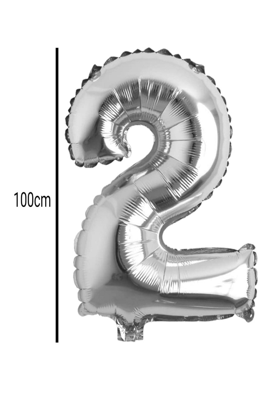 Rakam Folyo Balon Gümüş 100cm 2