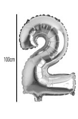 Rakam Folyo Balon Gümüş 100cm 2