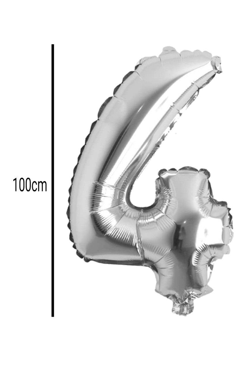 Rakam Folyo Balon Gümüş 100cm 4