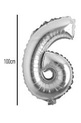 Rakam Folyo Balon Gümüş 100cm 6