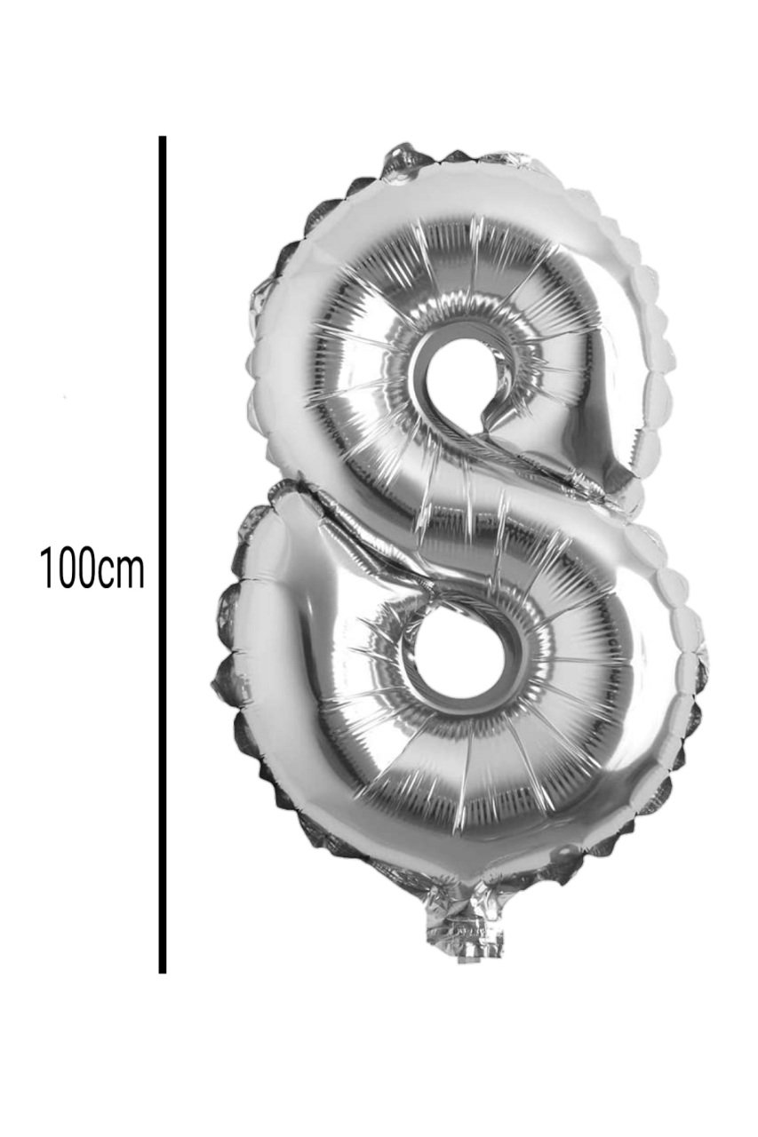 Rakam Folyo Balon Gümüş 100cm 8