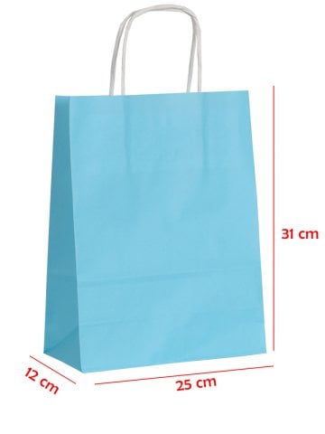 25 x 12 x 31 Büküm Saplı Kağıt Çanta (25 adet) Mavi