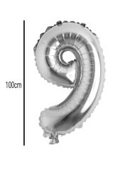 Rakam Folyo Balon Gümüş 100cm 9