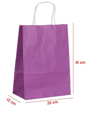25 x 12 x 31 Büküm Saplı Kağıt Çanta (25 adet) Mor