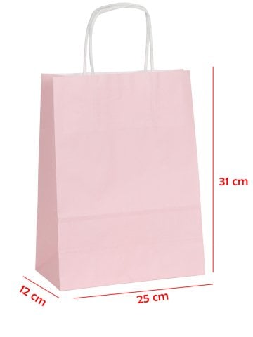 25 x 12 x 31 Büküm Saplı Kağıt Çanta (25 adet) Pembe