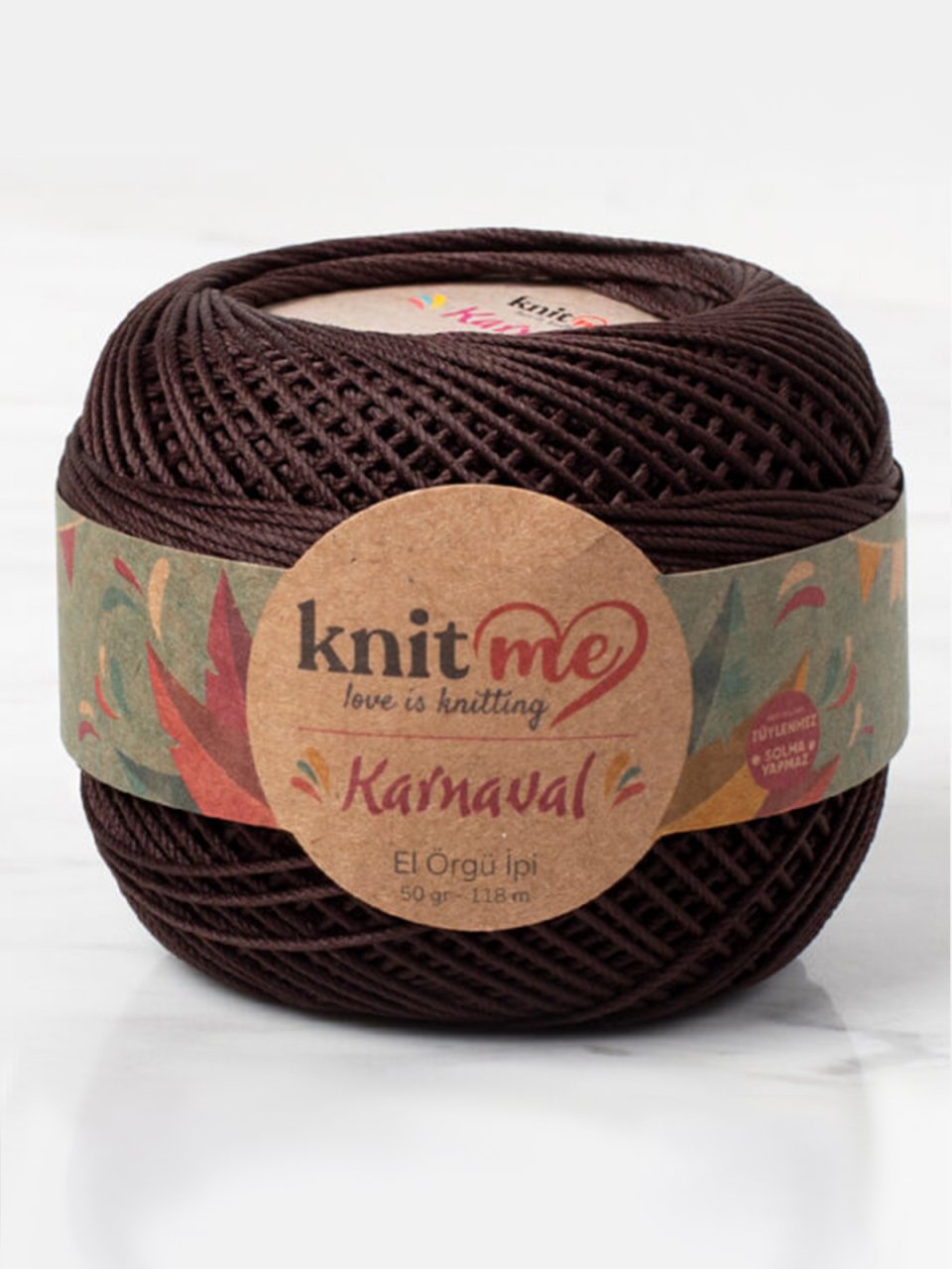 Knit Me Karnaval El Örgü İpi Koyu Kahverengi