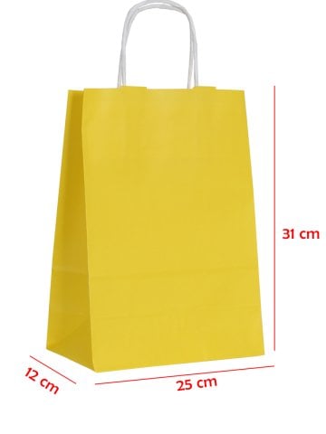 25 x 12 x 31 Büküm Saplı Kağıt Çanta (25 adet) Sarı