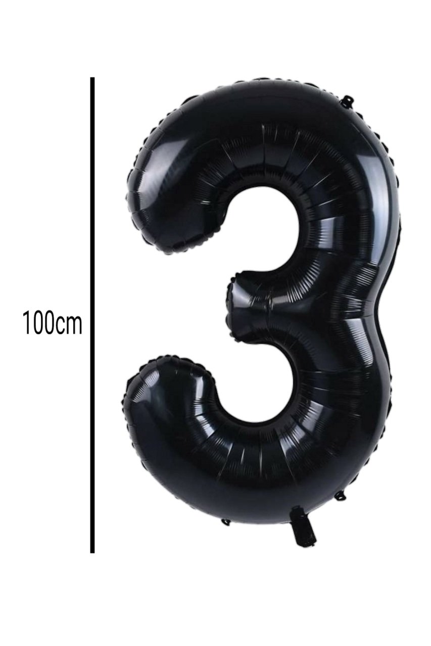 Rakam Folyo Balon Siyah 100cm 3