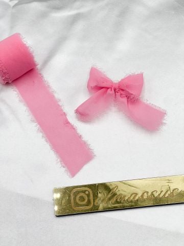 Yırtık Şifon Kurdele    4cm  5metre Pembe