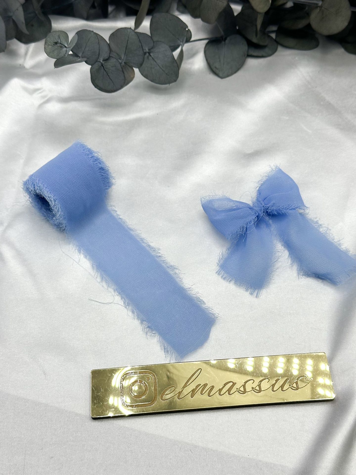 Yırtık Şifon Kurdele    4cm  5metre Mavi