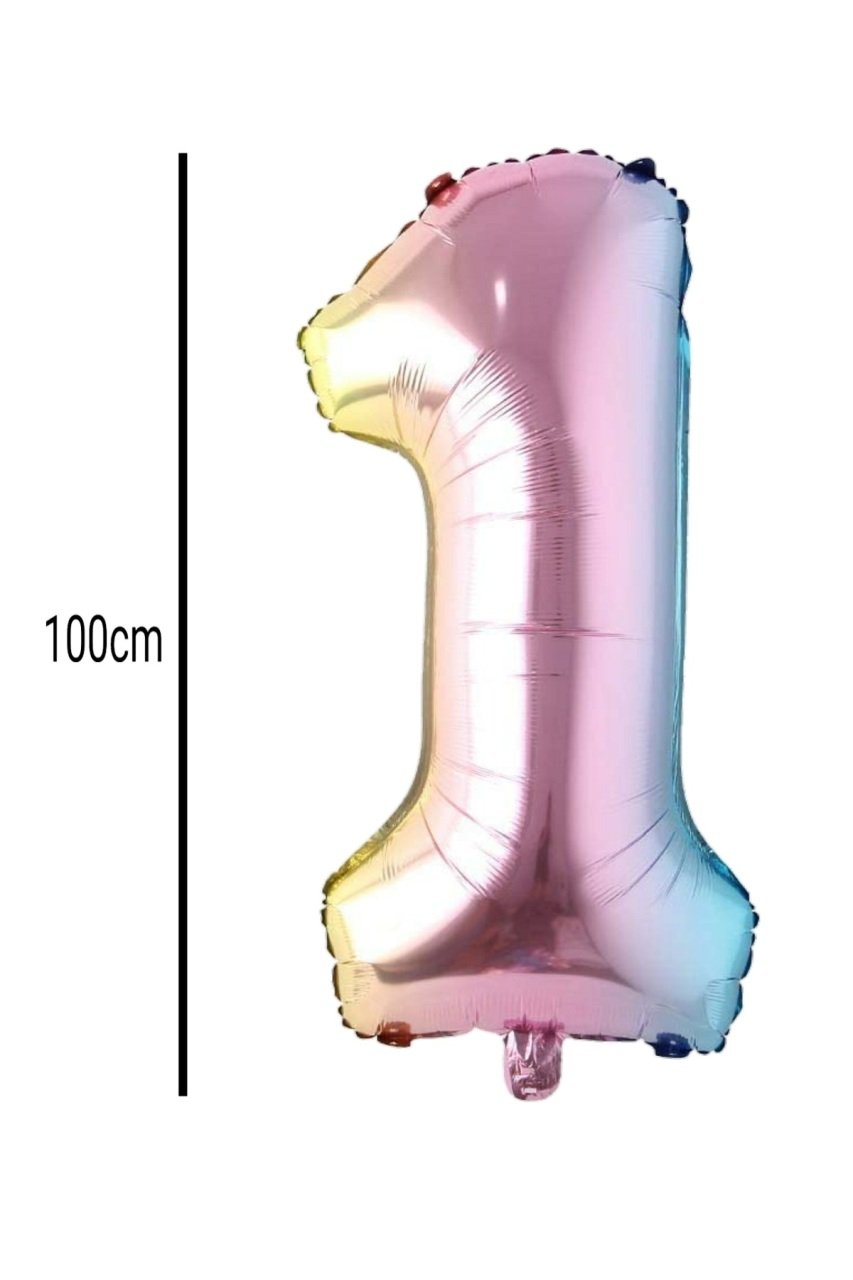 Rakam Folyo Balon Renkli 100cm 1
