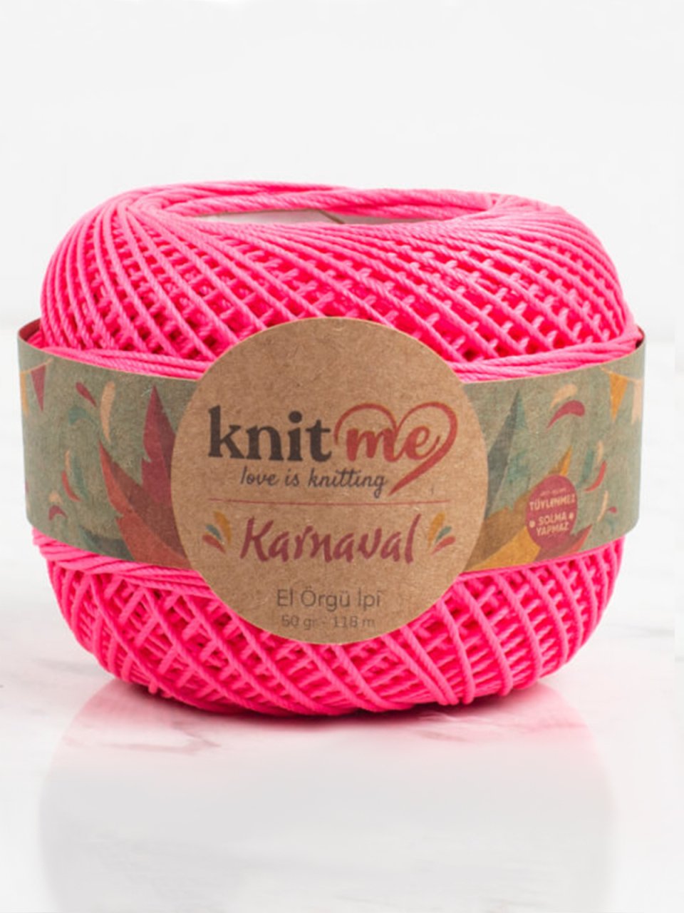 Knit Me Karnaval El Örgü İpi Neon Pembe