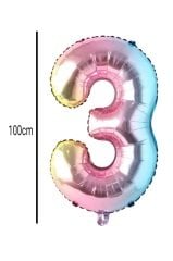 Rakam Folyo Balon Renkli 100cm 3