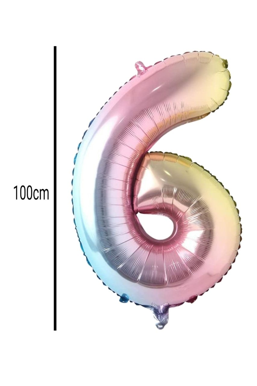 Rakam Folyo Balon Renkli 100cm 6