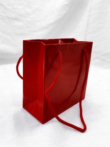 11 x 4 x 11 İp Saplı Karton Çanta (50 adet) Bordo