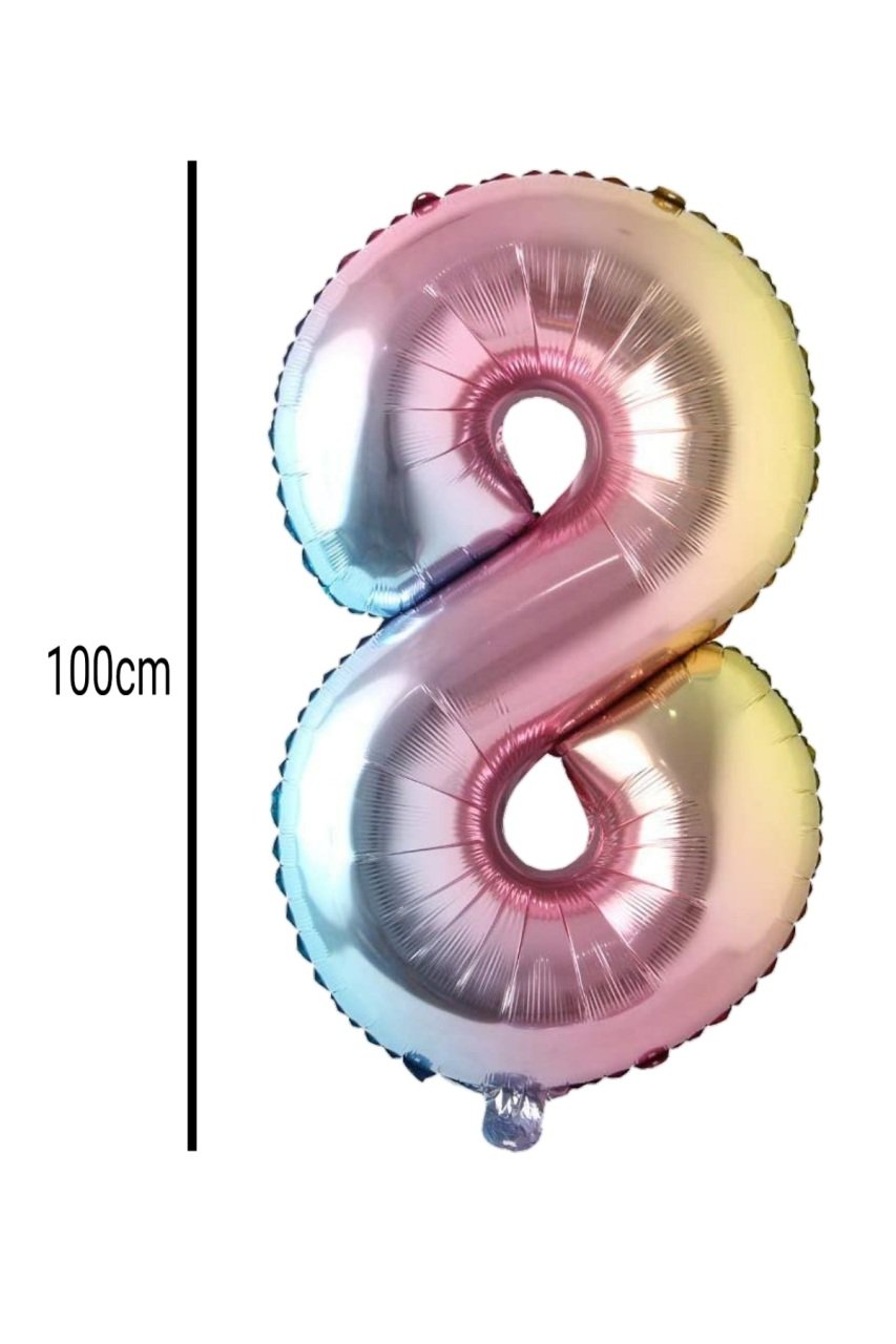 Rakam Folyo Balon Renkli 100cm 8